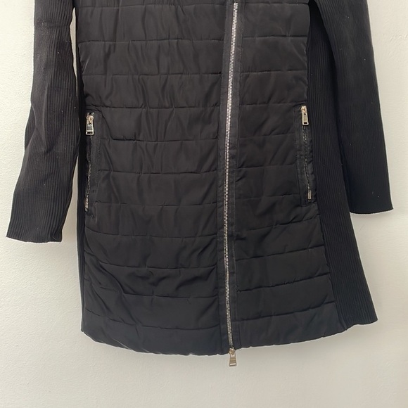 Calvin Klein | Walker Faux Fur Puffer Coat Ribbed Sleeves Black PFTJ4418 Small - Picture 6 of 13